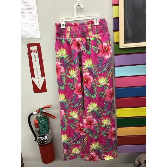Belle beach Kim gravel wide leg yoga pants small hot pink beach floral new HSN - Picture 2 of 4